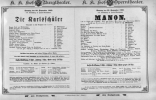 Theaterzettel (Oper und Burgtheater in Wien) 18950922 Seite: 1
