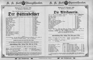 Theaterzettel (Oper und Burgtheater in Wien) 18950924 Seite: 1
