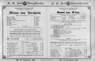 Theaterzettel (Oper und Burgtheater in Wien) 18950926 Seite: 1