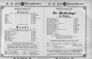 Theaterzettel (Oper und Burgtheater in Wien) 18950929 Seite: 1