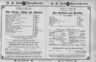 Theaterzettel (Oper und Burgtheater in Wien) 18951005 Seite: 1