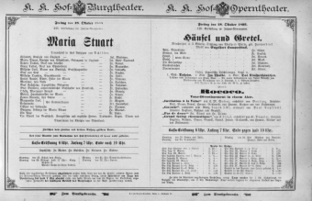 Theaterzettel (Oper und Burgtheater in Wien) 18951018 Seite: 1