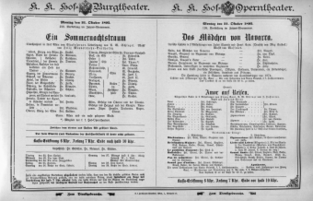 Theaterzettel (Oper und Burgtheater in Wien) 18951021 Seite: 1