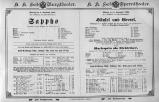 Theaterzettel (Oper und Burgtheater in Wien) 18951104 Seite: 1