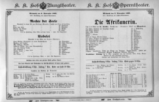Theaterzettel (Oper und Burgtheater in Wien) 18951106 Seite: 1