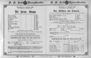 Theaterzettel (Oper und Burgtheater in Wien) 18951107 Seite: 1