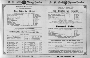 Theaterzettel (Oper und Burgtheater in Wien) 18951112 Seite: 1