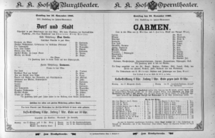 Theaterzettel (Oper und Burgtheater in Wien) 18951116 Seite: 1