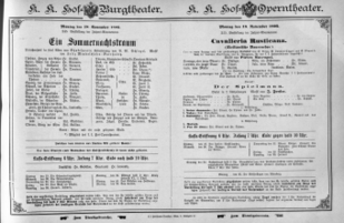 Theaterzettel (Oper und Burgtheater in Wien) 18951118 Seite: 1