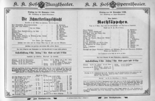 Theaterzettel (Oper und Burgtheater in Wien) 18951119 Seite: 1