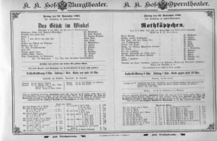 Theaterzettel (Oper und Burgtheater in Wien) 18951122 Seite: 1