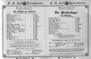 Theaterzettel (Oper und Burgtheater in Wien) 18951125 Seite: 1