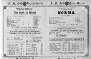 Theaterzettel (Oper und Burgtheater in Wien) 18951127 Seite: 1