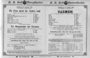 Theaterzettel (Oper und Burgtheater in Wien) 18951221 Seite: 1