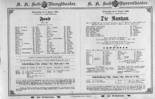 Theaterzettel (Oper und Burgtheater in Wien) 18960102 Seite: 1