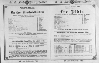 Theaterzettel (Oper und Burgtheater in Wien) 18960103 Seite: 1