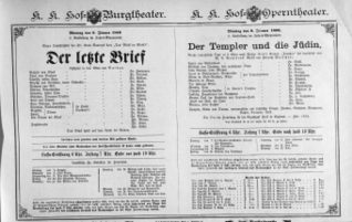 Theaterzettel (Oper und Burgtheater in Wien) 18960106 Seite: 1