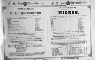 Theaterzettel (Oper und Burgtheater in Wien) 18960109 Seite: 1