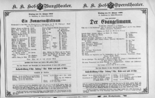 Theaterzettel (Oper und Burgtheater in Wien) 18960114 Seite: 1