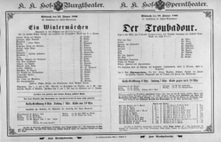 Theaterzettel (Oper und Burgtheater in Wien) 18960122 Seite: 1