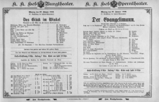 Theaterzettel (Oper und Burgtheater in Wien) 18960127 Seite: 1