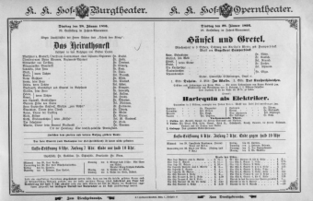 Theaterzettel (Oper und Burgtheater in Wien) 18960128 Seite: 1