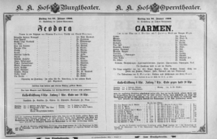 Theaterzettel (Oper und Burgtheater in Wien) 18960131 Seite: 1