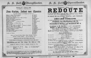 Theaterzettel (Oper und Burgtheater in Wien) 18960201 Seite: 1