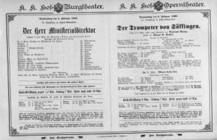 Theaterzettel (Oper und Burgtheater in Wien) 18960206 Seite: 1