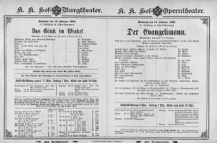 Theaterzettel (Oper und Burgtheater in Wien) 18960219 Seite: 1