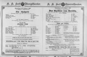 Theaterzettel (Oper und Burgtheater in Wien) 18960220 Seite: 1