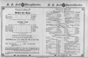 Theaterzettel (Oper und Burgtheater in Wien) 18960221 Seite: 1