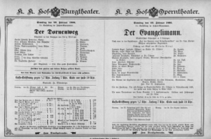 Theaterzettel (Oper und Burgtheater in Wien) 18960222 Seite: 1