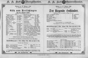 Theaterzettel (Oper und Burgtheater in Wien) 18960224 Seite: 1