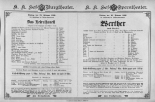 Theaterzettel (Oper und Burgtheater in Wien) 18960225 Seite: 1