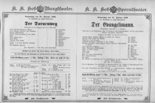 Theaterzettel (Oper und Burgtheater in Wien) 18960227 Seite: 1