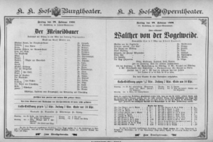 Theaterzettel (Oper und Burgtheater in Wien) 18960228 Seite: 1