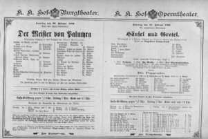 Theaterzettel (Oper und Burgtheater in Wien) 18960229 Seite: 1