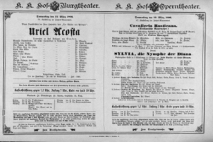 Theaterzettel (Oper und Burgtheater in Wien) 18960312 Seite: 1