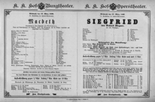 Theaterzettel (Oper und Burgtheater in Wien) 18960318 Seite: 1