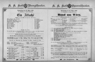 Theaterzettel (Oper und Burgtheater in Wien) 18960319 Seite: 1
