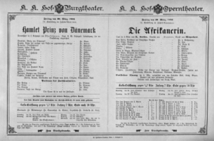Theaterzettel (Oper und Burgtheater in Wien) 18960320 Seite: 1