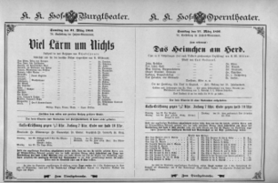 Theaterzettel (Oper und Burgtheater in Wien) 18960321 Seite: 1