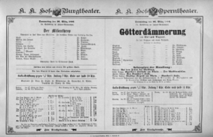 Theaterzettel (Oper und Burgtheater in Wien) 18960326 Seite: 1