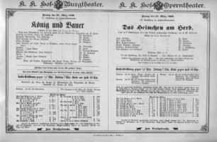 Theaterzettel (Oper und Burgtheater in Wien) 18960327 Seite: 1