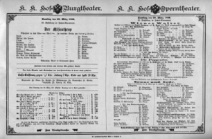 Theaterzettel (Oper und Burgtheater in Wien) 18960328 Seite: 1