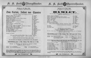 Theaterzettel (Oper und Burgtheater in Wien) 18960410 Seite: 1
