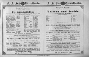 Theaterzettel (Oper und Burgtheater in Wien) 18960412 Seite: 1