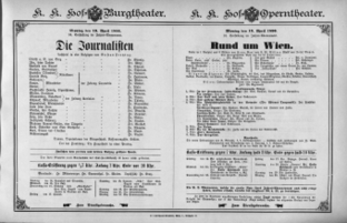 Theaterzettel (Oper und Burgtheater in Wien) 18960413 Seite: 1
