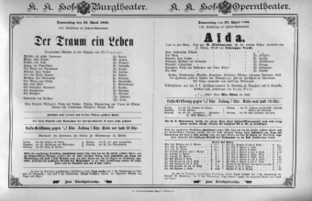 Theaterzettel (Oper und Burgtheater in Wien) 18960423 Seite: 1